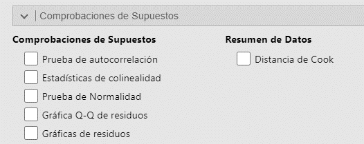 Modelo regresión lineal simple en JAMOVI: Supuestos
